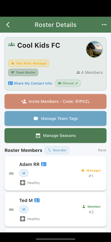 Roster Management Screen
